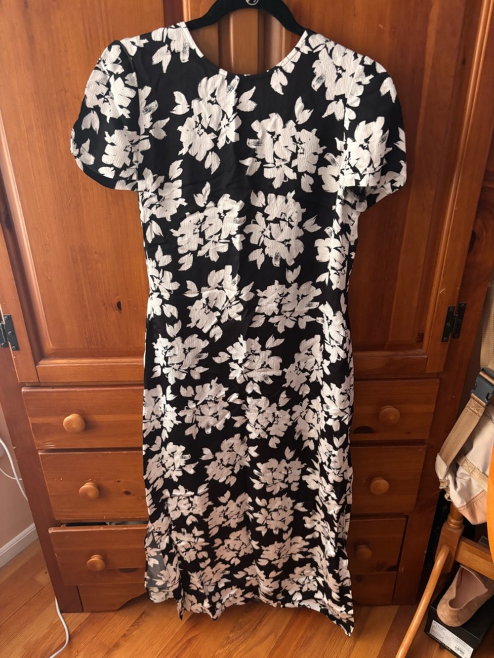 Black and White Floral Midi Dress - Madewell